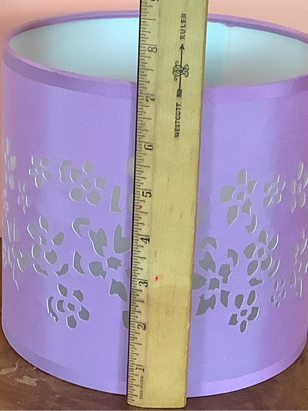 Lavender Flower Cut-Out Table Lamp White Base Clear Crystal Accent Girl's Room - Picture 4 of 16